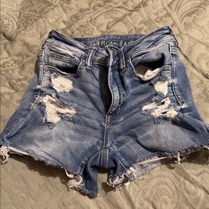 American Eagle Outfitters Light Blue Ripped Jean Shorts